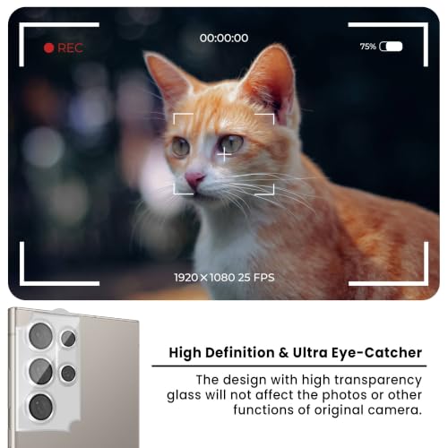 Image of ArmourPro Camera Lens Protector for Samsung Galaxy S24 Ultra with Auto Alignment Installation Frame, AR+AF Coated Tempered Glass Camera Rings, Anti-Scratch, Case Friendly | Silver