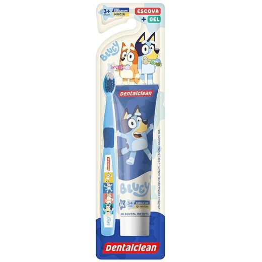 Dentalclean Gel com Flúor + Escova Macia Bluey