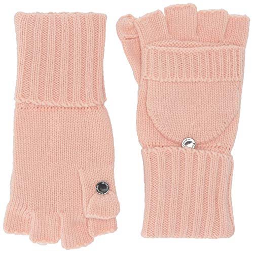 Calvin Klein Women's Knitted Convertible Fingerless Gloves with Mitten Flap Cover, clear Pink