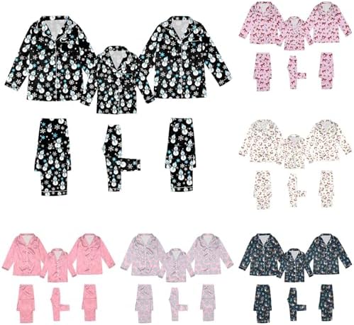 Family Christmas Pajamas Matching Set Soft Stain Button Down Funny Print 2025 Xmas Holiday Pj Set for Mom Dad Couples