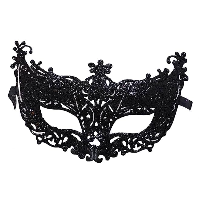 Women's Masquerade Mask Fashionable Glitter Fashion Eye Mask for Ball Proms and Party (Black)