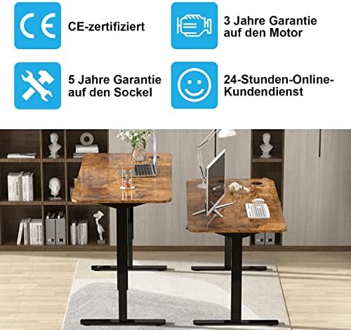 Devoko Height Adjustable Frame, Electric, Sit Stand Desk Workstation, Ergonomic Workplace with Collision Protection, Memory Control and Soft Start/Stop Function, Metal, Black Single Motor, Bis 80kg