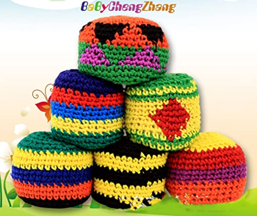 Lingmo Hacky Sack Balls For Adults Multicolored Crochet Assorted Geometric Pattern Foot Bag Kick Sack - Handmade Gifts Tribal Guatemalan Toys - Hacky Sack Balls Footbag #TOP1