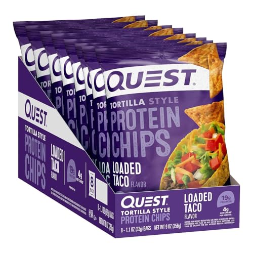 Image of Quest Nutrition Tortilla Style Protein Chips, Loaded Taco, Low Carb, Gluten Free, Baked, 1.1 Ounce (Pack of 8)