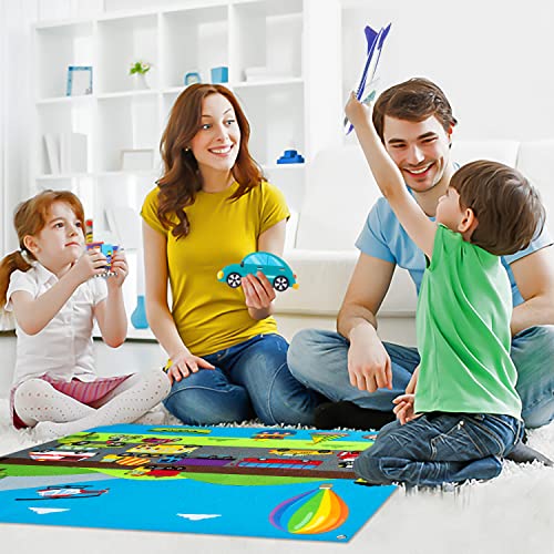 Watinc CA-WT-FELT STORYBOARD-TRANSPORT-35P 35Pcs Vehicle Felt Story Board Set 3.5Ft Preschool Transportation Themed Storytelling Cars Train Trucks Planes Boats Early Learning Interactive Play Kit Wall Hanging Gift thumb #3