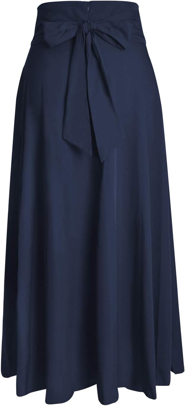 RANPHEE Women's Ankle Length High Waist A-line Flowy Long Maxi Skirt with Pockets - Image 3