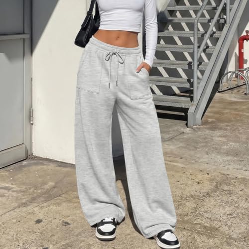 Women Wide Leg Joggers Cotton Baggy Drawstring Waisted with Pockets Joggers - image 2