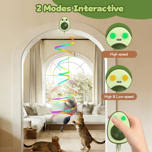 Image of Interactive Cat Toys for Indoor Cats,Electric Flying Bird & Mouse Wand Teaser, Automatic Hanging Door Frame Chase /Hunt /Exercise Stimulate Feather Cat Toy for Bored Indoor Adult & Kitten