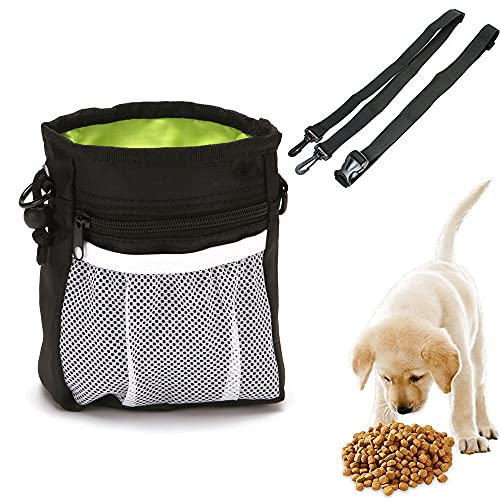 Smartooll Futterbeutel Hund, Hundewandertasche mit Kotbeutelhalter, Inklusive Verstellbarem Hüftgurt und Schultergurt, Leicht zu Tragendes Hundespielzeug, Futter (Schwarz)