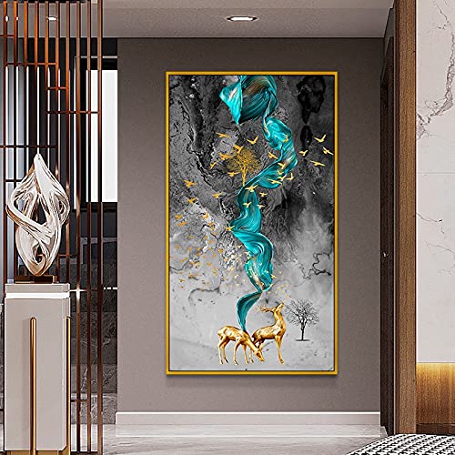 Broderie Diamond Painting Complet Faon Doré pour Décoration Murale Salon
