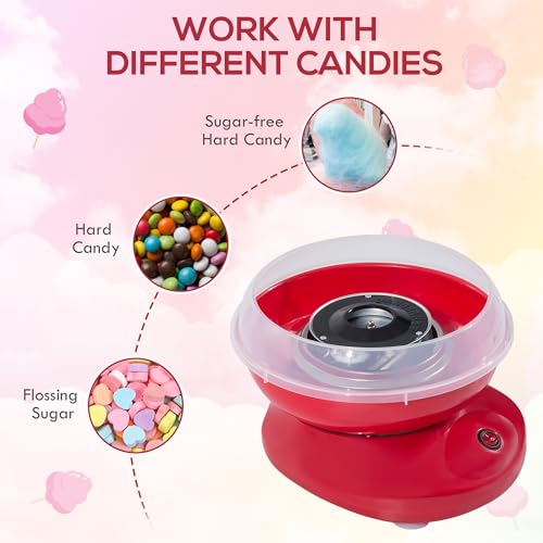 HOMCOM Electric Candy Floss Machine, Cotton Candy Maker Gadgetry, 450W, Red - Image 5