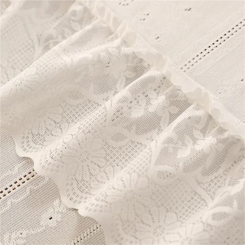 Nappe en dentelle blanche 140x260 cm à volants pour table rectangle