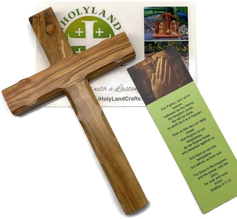 Miniatura 2 de iHoly Land Crafts Cruz de pared de madera de olivo de Belén, cruces de madera para colgar en la pared, cruz de confirmación, regalo de bautismo,