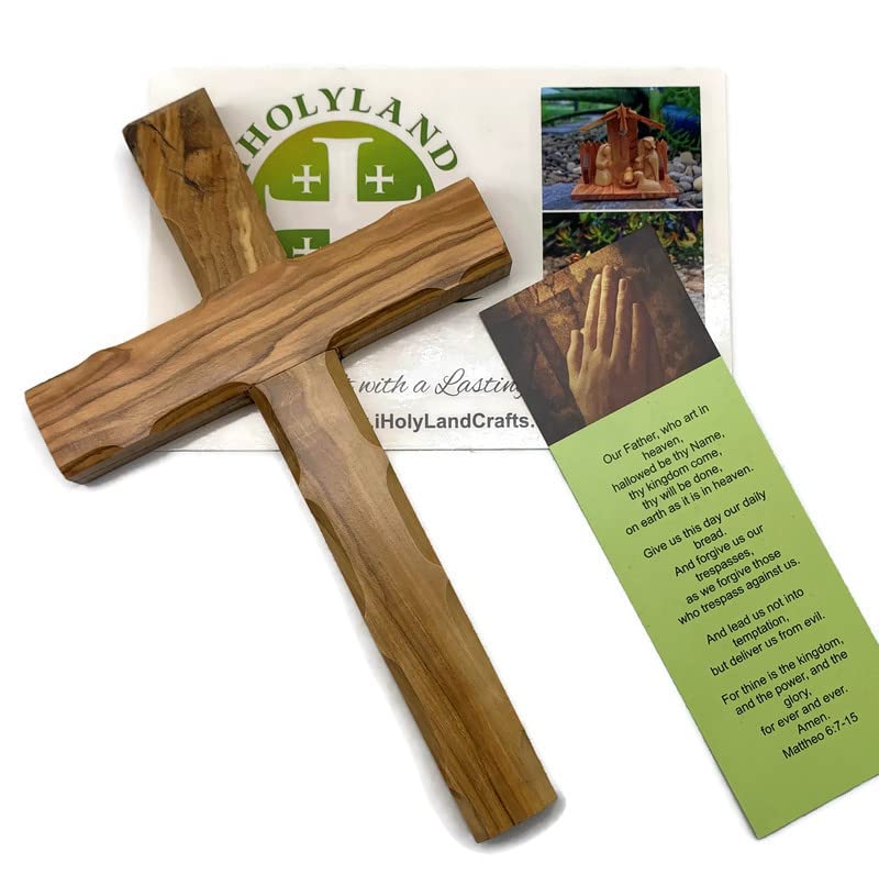 Olive Wood Wall Cross from Bethlehem, Wall Hanging Wooden Cross, confirmation cross gift, Baptism Gifts, Holy Wall cross, Hand Made religious décor Cross From the Holy Land (Medium Cross 6.2
