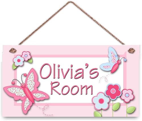 Miniatura 4 de Deliciosa mariposa de lima para niñas, dormitorio, cuarto de bebé, placa de madera con nombre personalizado, decoración artística para colgar en la