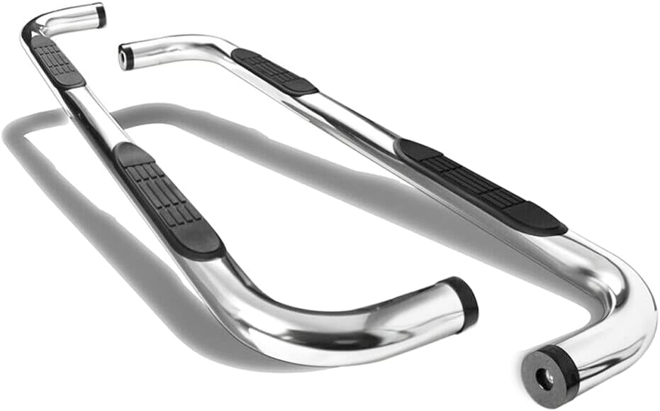 IKON MOTORSPORTS, Side Step Bars Compatible with 2001-2018 Chevy Silverado GMC Sierra Crew Cab, Stainless Steel Mirror Polished Side Running Boards Nerf Bars LH RH, 2002 2003 2017