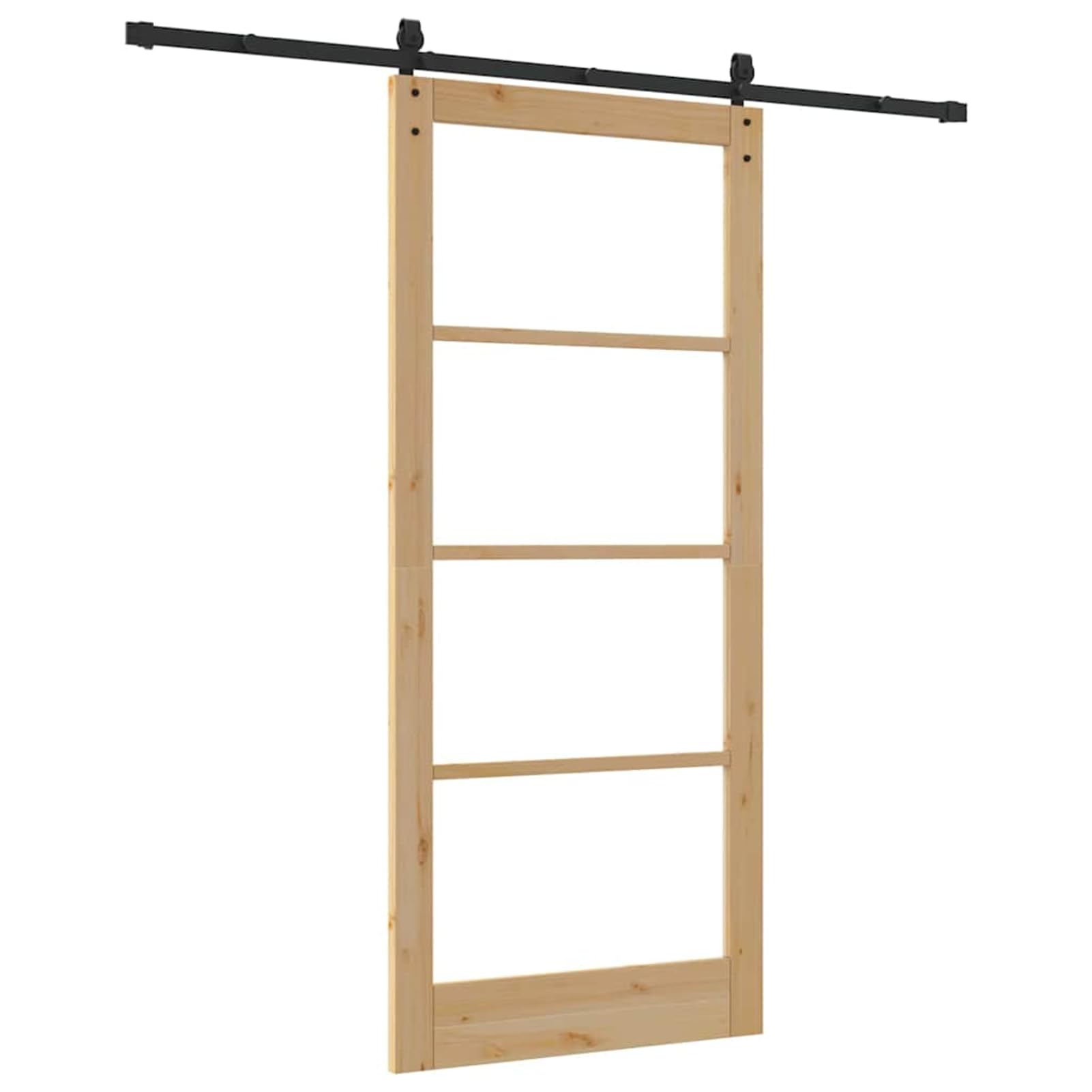 Drzwi przesuwne ORKDAL 213,5 x 211 cm z litego drewna sosnowego i bezpiecznego szkła w kolorze naturalnym – delikatne przesuwanie, wewnątrz, do nowoczesnych pomieszczeń mieszkalnych