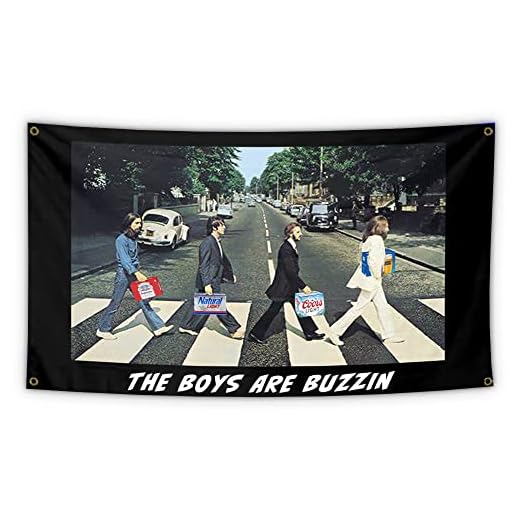 HOOHAAPAA Beatles Abbey Road banners 3x5FT with grommets for college dorm room decor, white
