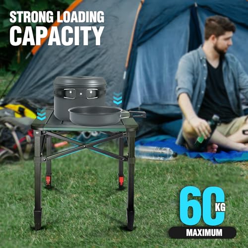 VILLEY Camping Table Folding, Small Lightweight Roll Up Aluminum Camp Table with Carry Bag, Adjustable Height Portable Outdoor Table for Picnic, Beach, Hiking, Fishing - Image 6