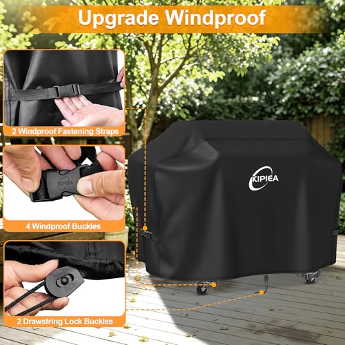 Image of Kipiea 600D Pellet Grill Cover for Camp Chef Woodwind 36, Woodwind Pro 36, Waterproof BBQ Smoker Cover, UV Resistant, No Tear, No Fading