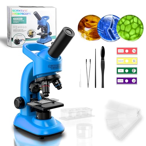 Kids Microscope,40-1600x Microscope Kit for Kids Beginners Children,STEM Kit,Prepared Slides,LED Light and Configured Various Operating Tools- Science...