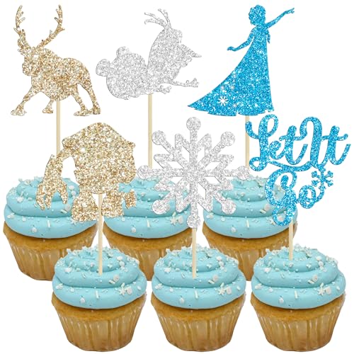 Decoración de copo de nieve para cupcakes, detalles mágicos para fiestas de invierno y Navidad
