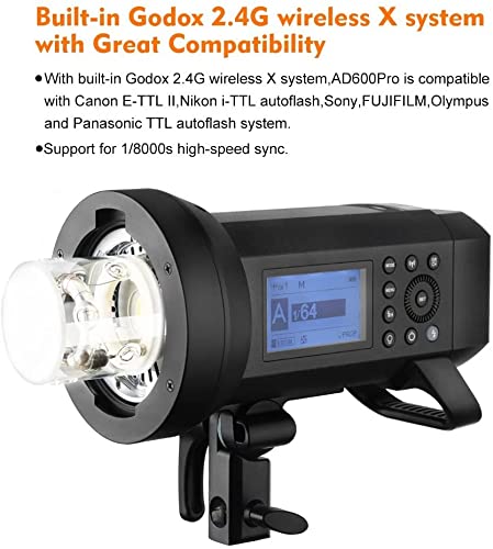 Godox Ad400Pro All-In-One Outdoor Flash Strobe, 400W 2.4G Ttl Portable Speedlite With Rechargeable Battery And Bowens Mount And Godox Mount #TOP1
