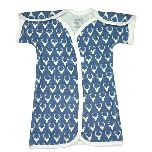 Image of Perfectly Preemie Boy's & Girl's Open-Shoulder Short-Sleeve Ultra Soft NICU Gown - NICU Friendly - Micro (1-2.5lbs)