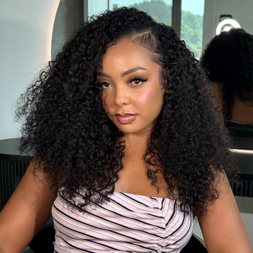 Apeasex Breathable Kinky Curly Half Wig Human Hair with Natural