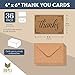 BEST PAPER GREETINGS Rustic Thank You Cards with Envelopes - 36-Pack, 4 x 6 In, Brown Kraft Paper - Thank You Postcards & Envelopes for Weddings & Baby Showers
