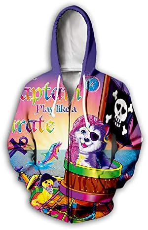 Unisex 3D Printed Cartoon Hoodie Funny Hoodies Sweatshirt Drawstring with Pockets (Lisa zip05, 2XL/3XL)