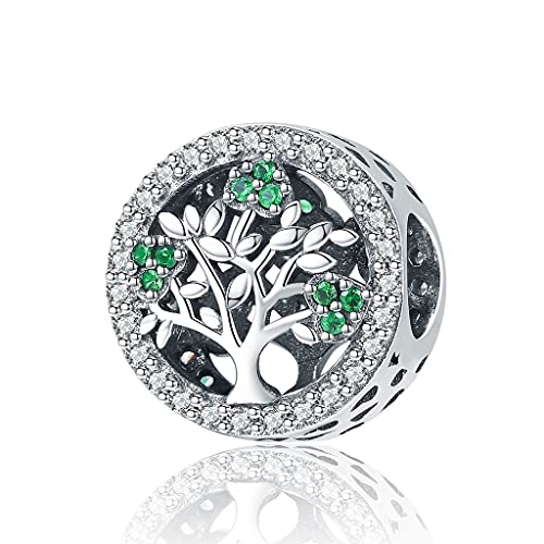 Dije de plata de ley 925 del árbol de la vida para pulseras europeas