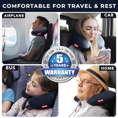 Image of Trajectory Travel Neck Pillow Rest Cushion for Travel and Sleeping in Plane Flight Car Train Airplane for Sleeping and Orthopedic Cervical Pain Blue