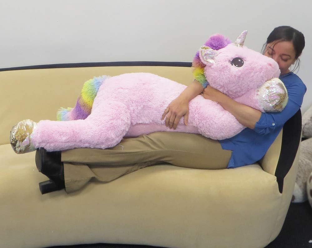 Flash Sale Goffa Jumbo Pink Unicorn Plush, Reversible Sequins, 51?