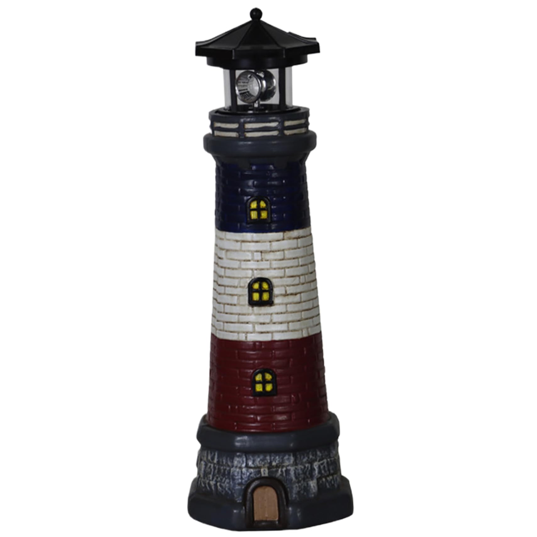 Lighthouse Solar Light 15" Tall Waterproof Resin Lighthouse Lamp with 360° Rotating LED Lighthouse Decor for Patio Lawn Yard Garden Decorations Lighthouse Decor Solar Garden Lights Lighthouse Lamp