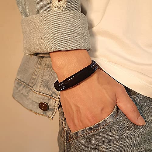 Vnox Men's Bike Gift Ride Or Die Travel Jewelry Racer Adventure Gift For Biker Handmade Blue Braided Leather Adjustable Cuff Bangle Bracelet Encouragement Motivational Gift For Men Boys #TOP1