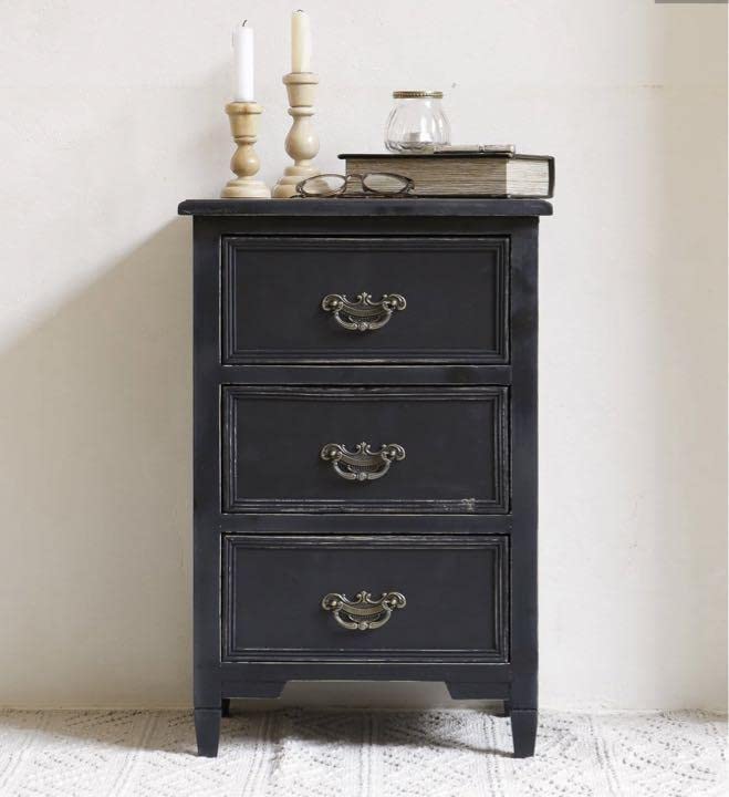 【ブロカントな引き出しチェスト】3段　ブラック　収納　アンティーク Amazon.co.jp: 引き出しチェスト 3段 ブラック 収納