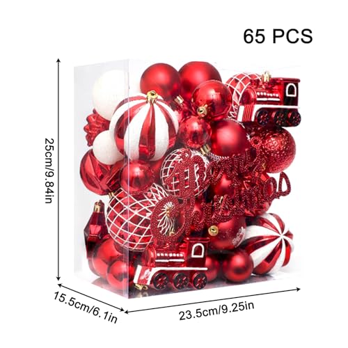 Set de décorations de sapin de Noël incassables 65 pièces rouge et or pour fêtes - 6