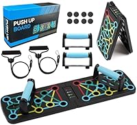 17 in 1 Faltbare Push-Up Liegestütz Brett mit Handgriff für Muskeltraining Effektiv Für Männer Liegestützgestell mit 2 Elastisches Widerstandsseil