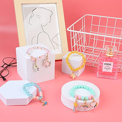 Pulseras para niñas SOTOGO juego de 55 piezas de cristal colorido con abalorios de arco iris 5