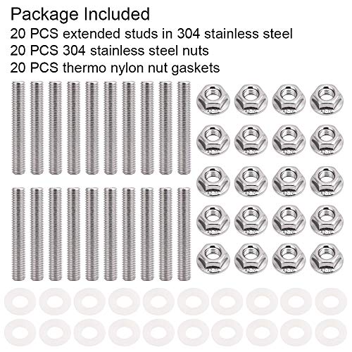 Speeder Exhaust And Intake Manifold Stud Bolt Nut Gaskets Kit Stainless Extended M8 1.25Mm*50Mm Compatible With Honda Acura B D H F B18 Gsr 20Pcs #TOP3