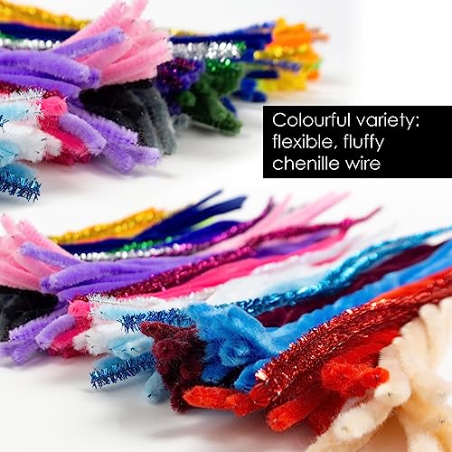 OfficeTree 220 x Pipe Cleaners for Craft - 30 Colours - Coloured Pipe Cleaner - 30 Colours Long Pipe Cleaners for Cleaning, Children, DIY & Decorating - Pipecleaners Craft Long