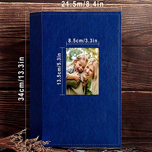 Image of Ywlake Photo Album 4x6 300 Pockets, Leather Photo Albums Holds 300 Horizontal Only Pictures Blue