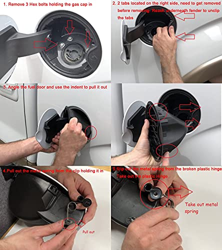 Colofulway Fuel Door Hinge Pin With Gas Door Spring For 2009-2014 F150 2010-2014 Lincoln Mark Lt Loose Gas Cap Permanent Repair Fix (Metal) #TOP6