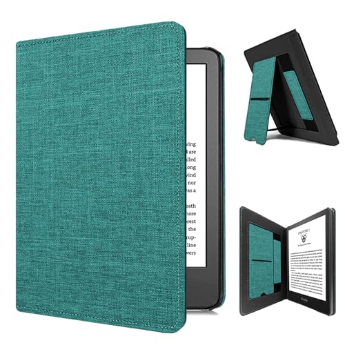 TOKILO Hülle für eReader 6.8 11. Generation, 2021 Release, Premium PU Ledertasche mit Auto Wake/Sleep Handschlaufe Faltbarer Stand Kartensteckplatz, inkompatibel mit Samsung 6.8 eReader, Grün Blau