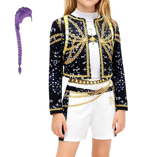 XIAOXIAOYU Deguisement K/pop Demons Hunter Enfant - 4 Pièces Pop Cosplay Anime Rumii Perruques, Pop Singers Déguisement Complet D'anime Cosplay Accessoire Costume, Noel Enfant fille 3-14 Ans
