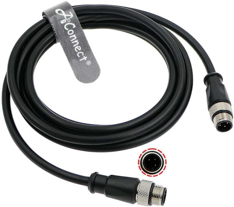 AConenct M12 A-Code 3-Pin Male to Male Cable, 10m/32.8ft High Flex Sensor Actuator Cable for Industrial Sensors, Actuators, PLCs & I/O Modules, Oil Resistant, IP67 Rated