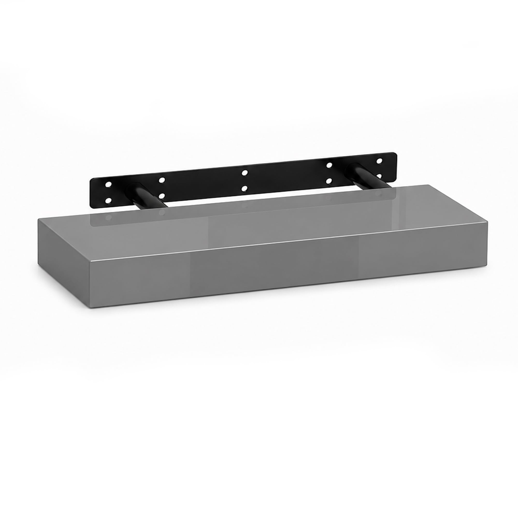 iTrend High Gloss Grey Floating Wall Shelf, Wall Mounted Floating Storage Shelves, Modern Book Shelf Display for Living Room, Bedroom, Kitchen & Bathroom, Bracket Included - 30cm, Pack of 1
