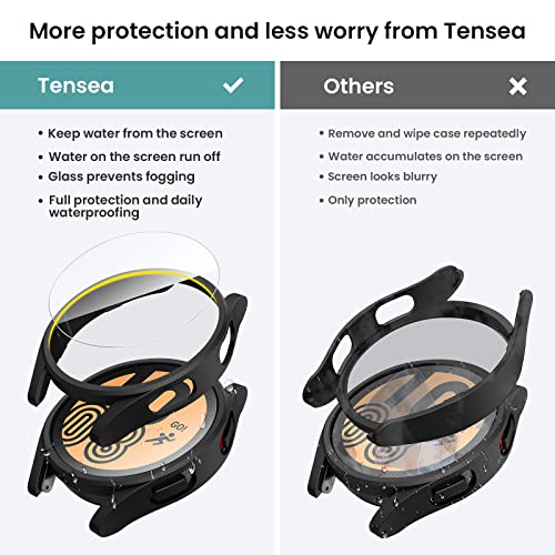 Image of Tensea [4+4Pack for Samsung Galaxy Watch FE 2024 /5 2022 /4 2021 Screen Protector Case 40mm Accessories, Hard PC Bumper /HD Anti-Fog Tempered Glass Protective Film, Face Cover Set