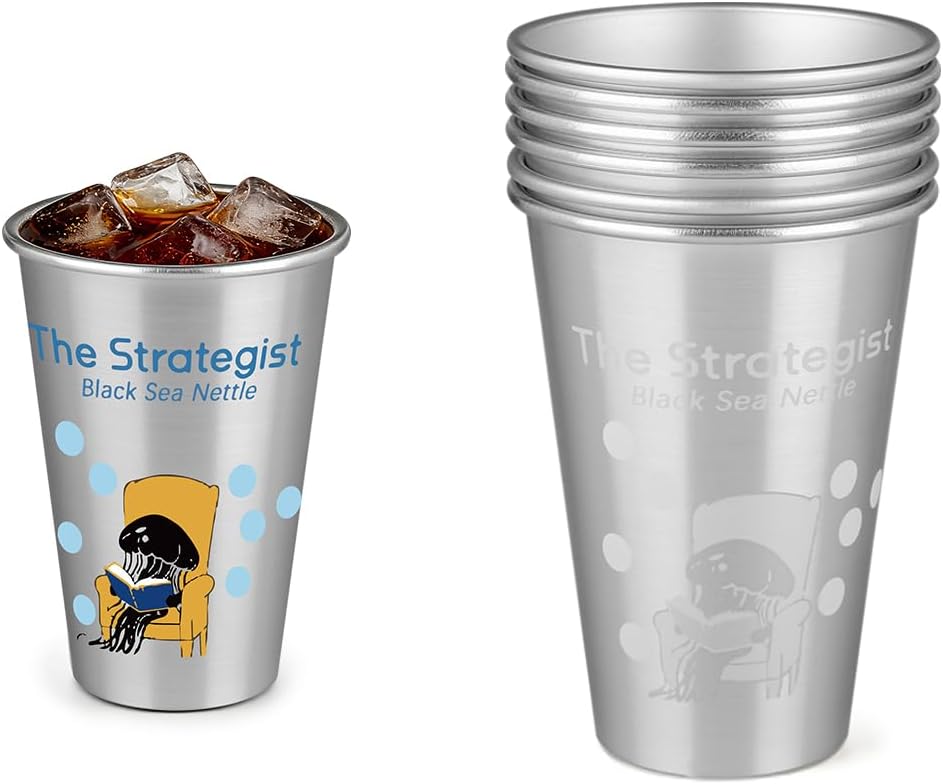 Color Changing Mug Set with Jellyfish Design - 6 Aluminum Thermal Cups for Kids, Cold-Activated Magic Cups for Cold Drinks, Funny Heat Sensitive Gift Set for Family & Home